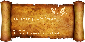 Malitsky Günter névjegykártya